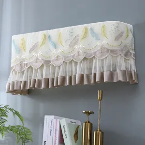 Wall-mounted air conditioner dust cover lace embroidered feather design elegant home decor