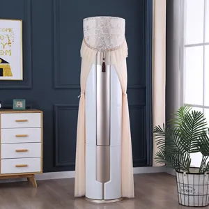 Elegante copertura per condizionatore verticale in pizzo beige per unità a colonna rotonda arredamento