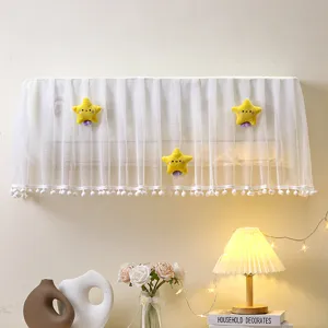 Witte kant airconditioning stofdhoes met schattige gele pluche sterren en kwastjes.