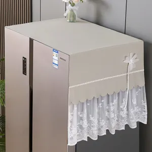 Kühlschrank Staubschutzhülle Stoff Mikrowelle Abdeckung Spitze Blumen Dekor Beige