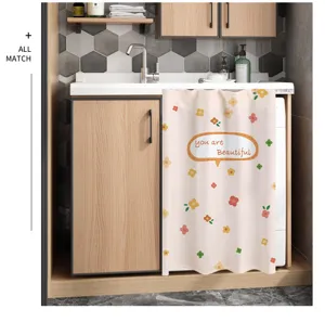Washing machine dust cover waterproof balcony curtain anti-dust floral print beautiful decor