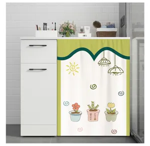 Washing machine dust cover waterproof sunshade curtain detail showing cute plant pattern.