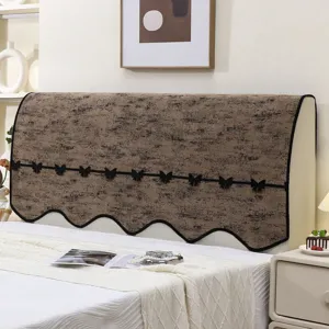 Funda de cabecera de chenilla antipolvo protectora con borde de mariposa elegante para dormitorio.