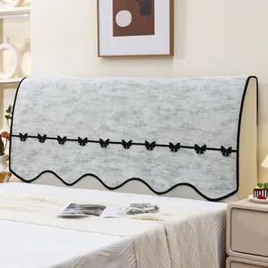 Fundas para cabecero de cama de chenilla antipolvo tela suave protectora con bonitos lazos