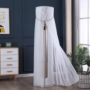 Copertura per condizionatore verticale in pizzo bianco con elegante ricamo per unita rotonda