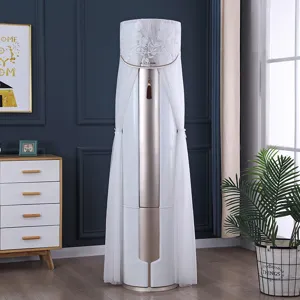 Copertura per condizionatore a torre in pizzo bianco, elegante custodia antipolvere per cilindro.