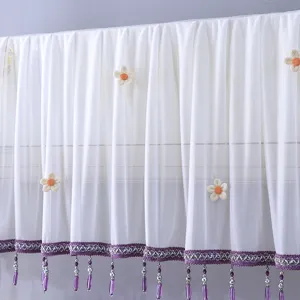 Housse de climatiseur blanche transparente rideau en dentelle avec broderie marguerite et perles