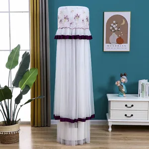Vertical air conditioner cover lace embroidered dustproof cylindrical floor standing AC protector