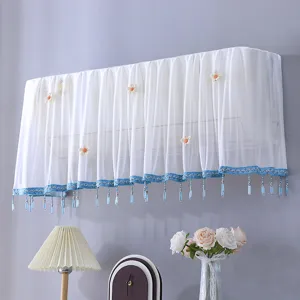 Housse anti-poussière pour climatiseur en dentelle blanche filet floral perles franges