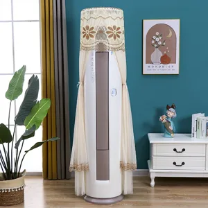 Cylinder vertical air conditioner dust cover beige lace embroidery elegant home decor