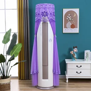 Vertical cylinder air conditioner dust cover purple lace embroidered home decor protective sleeve