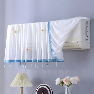 Housse anti-poussiere pour climatiseur en dentelle rideau transparent floral deco