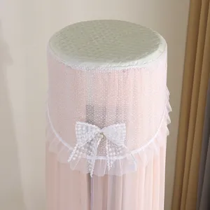 Copertura antipolvere per condizionatore verticale, rete rosa con fiocco in pizzo.