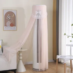 Copertura antipolvere rosa per condizionatore verticale cilindrico in pizzo elegante e morbida