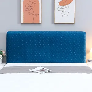 Fodera trapuntata blu per testata letto, protezione morbida imbottita per letti universali.