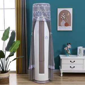 Cylindrical floor standing air conditioner dust cover lace embroidered mesh cover