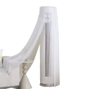 Fodera antipolvere per condizionatore verticale cilindrico in pizzo bianco con decorazione a fiocco