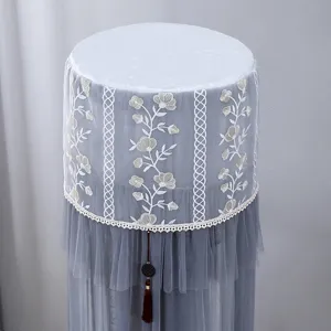Vertical cylindrical air conditioner cover lace embroidered dustproof cover for home living room