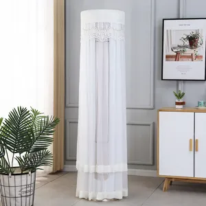Cylinder floor-standing air conditioner dust cover, white lace embroidered fabric.