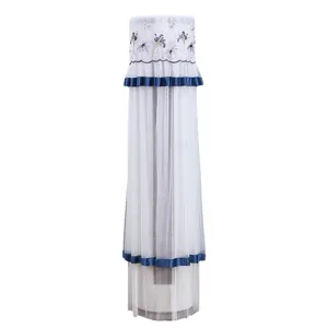 Vertical air conditioner dust cover lace embroidery cylinder protector cover white blue