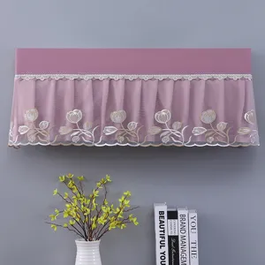 Air Conditioner Dust Cover Wall Mounted Lace Embroidered Tulips Protector Washable Home Decoration Shield