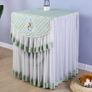 Hermosa funda para lavadora acolchada de encaje con bordado de ciervo y volantes.