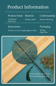 Detailed view of the traditional Chinese bamboo folding waist fan with elegant tassel decor.