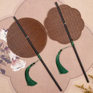Handmade Bamboo Round Fan Ancient Style Hanfu Folding Waist Fan Portable Photography Retro Fan Traditional Craft