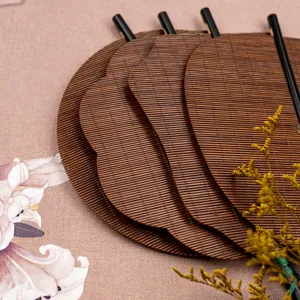 Vintage Chinese bamboo round fan for Hanfu pairing, portable folding waist fan design.