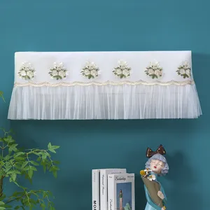Wall mounted air conditioner dust cover white floral embroidery lace ruffle home decor 1.5hp