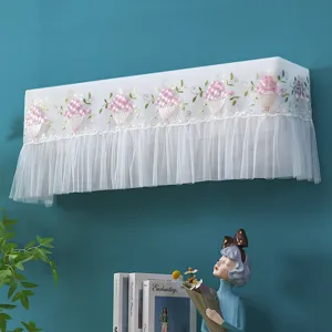 White lace embroidered air conditioner cover wall mounted dustproof hanging curtain 1.5hp