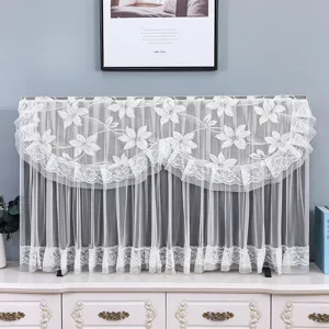 Nordic Style TV Dust Cover Lace Mesh Six-Leaf Plum Printed Transparent Opening Without Removal Protective Cover Home Decor