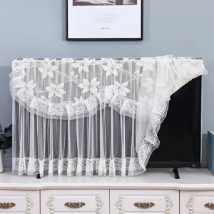White lace floral TV dust cover for 55 inch LCD screens decorative home textile protection