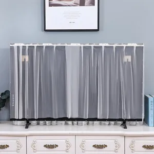 Lace TV dust cover detail view, elegant curtain style screen protector for home decoration use.