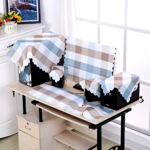 Computer dust cover set plaid pattern desktop monitor protector keyboard cover office decor