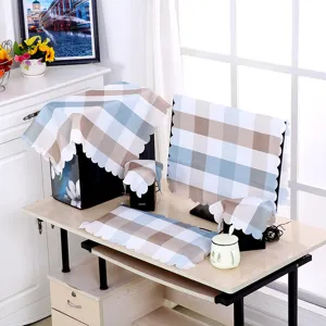Computer dust cover set plaid monitor keyboard host protector office home decor new