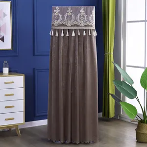Nordic velvet vertical air conditioner dust cover detailed scene with elegant embroidery design.