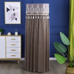 Nordic vertical air conditioner cover dustproof protector with elegant embroidery tassel.
