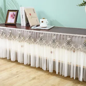 Elegante funda antipolvo para mueble TV de encaje mantel rectangular con bordado fino.