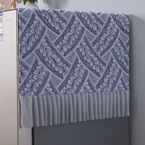 Stylish refrigerator dust cover featuring leaf pattern and pleated hem for home decor.