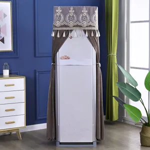 Nordic style standing air conditioner cover dustproof fabric with exquisite embroidery tassels.