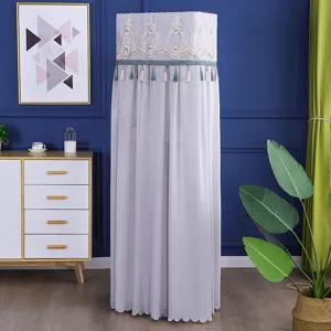 Nordic style upright air conditioner dust cover with delicate embroidery lace and tassels detail