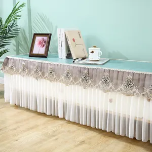 Elegante funda antipolvo rectangular para mueble de television y zapatero con encaje.