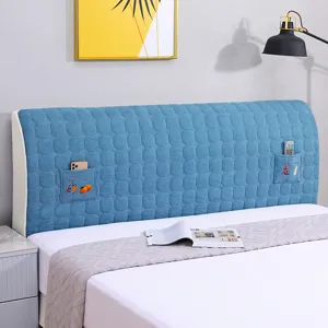 Thicken Quilted Bed Headboard Cover All-Inclusive Dustproof Protector with Storage Pockets