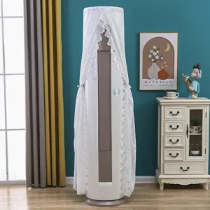 Lace embroidery round standing air conditioner dust cover elegant home decor protector sleeve
