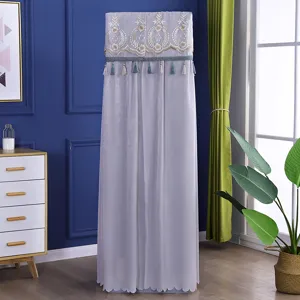 Vertical air conditioner dust cover with elegant lace embroidery and delicate tassel trim.