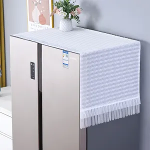 White lace refrigerator top cover dust-proof frilled cloth cover for home appliance use.