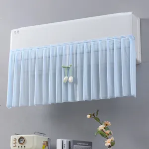 Cute blue pleated air conditioner dust cover wind shield for bedroom home 1.5-2 hp use