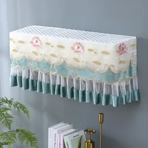 Wall-mounted air conditioner dust cover embroidered lotus lace breathable protective cover