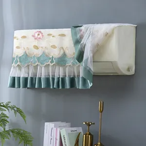 Wall-mounted air conditioner dust cover lace embroidered anti-dust windproof curtain 2P